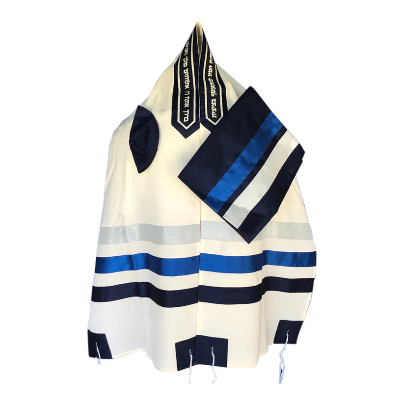 Tallit - Navy, Blue & Silver Stripes