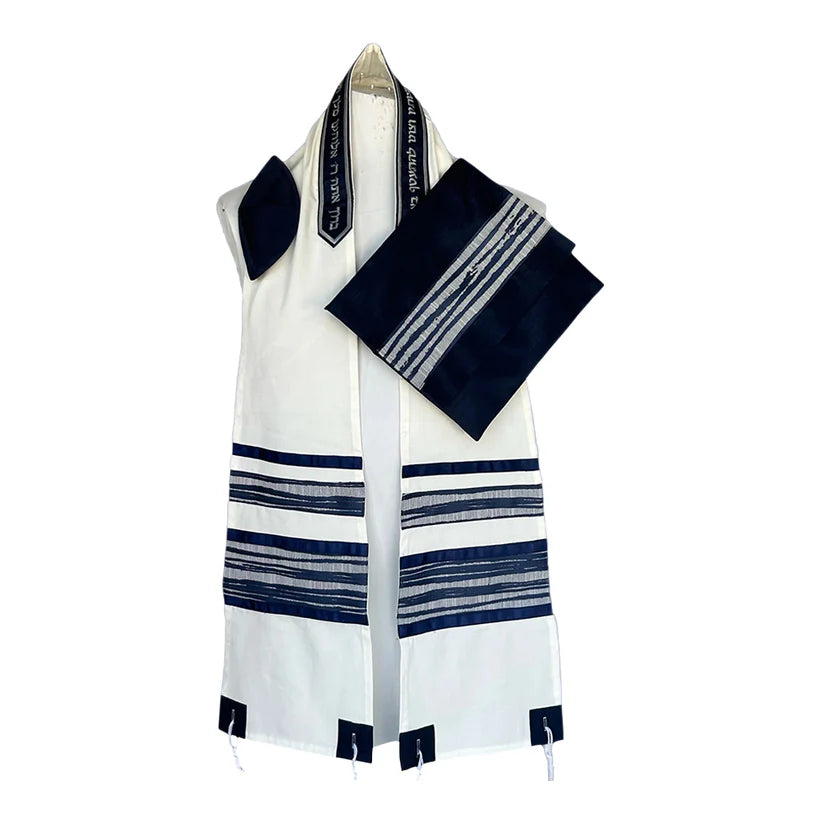 Tallit - Narrow Navy Blue Waves