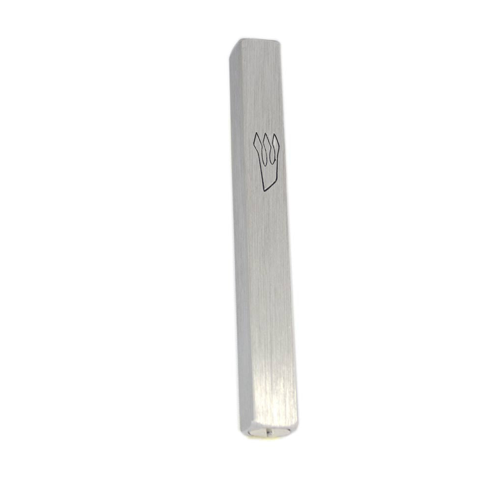 Mezuzah - Silver Brushed Aluminum - 4"