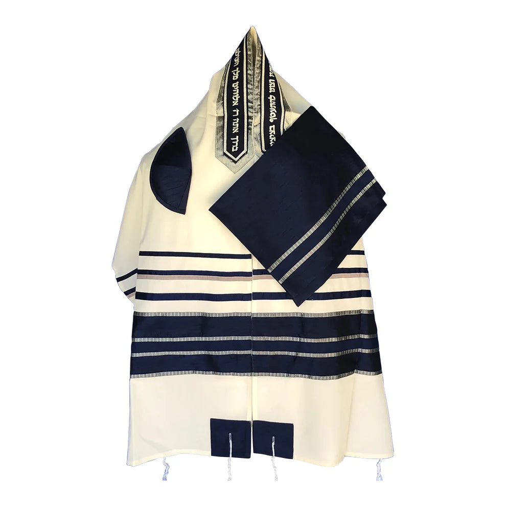 Tallit - Navy Blue and Silver