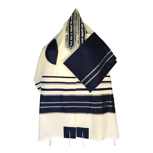Tallit - Navy Blue and Silver