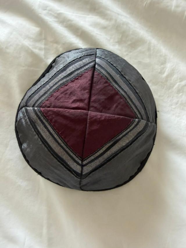 Kippah - Burgundy and Gray