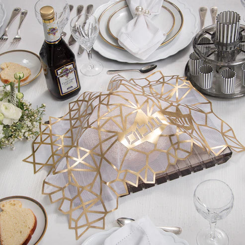Challah Cover Geo-Gold