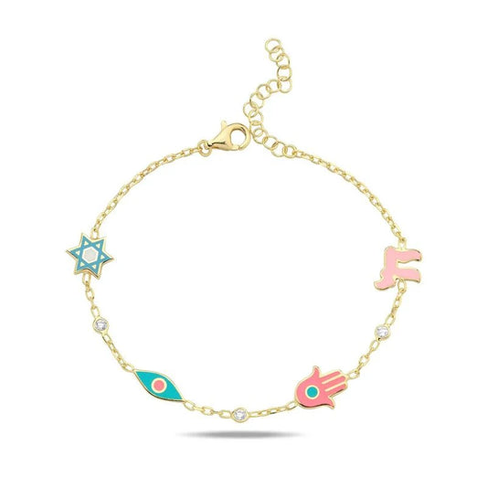 Bracelet - 4 Symbolic Symbols - Gold