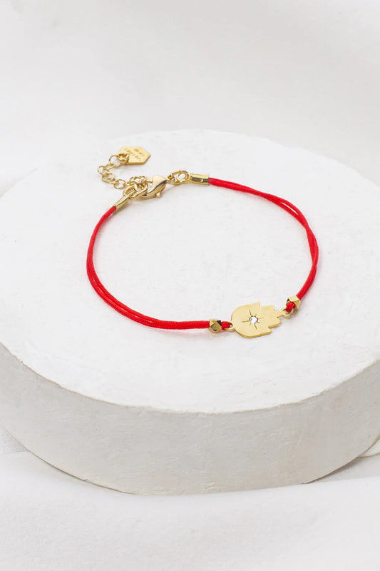 Bracelet - Hamsa on String Red