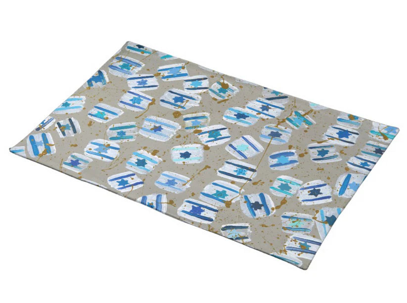 Challah Cover - Israel Flag Gold Splatter