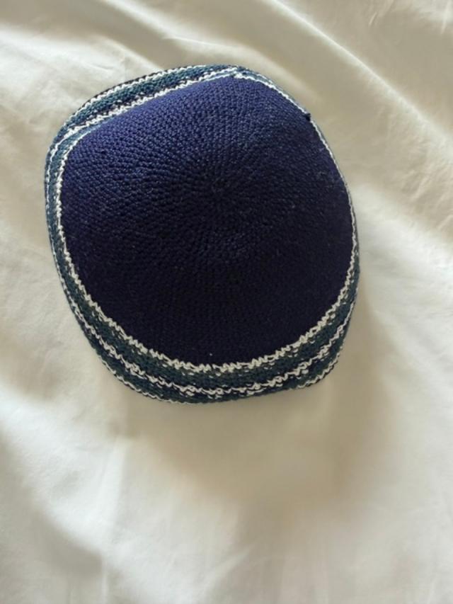 Kippah - Woven (Navy, White and Gray)