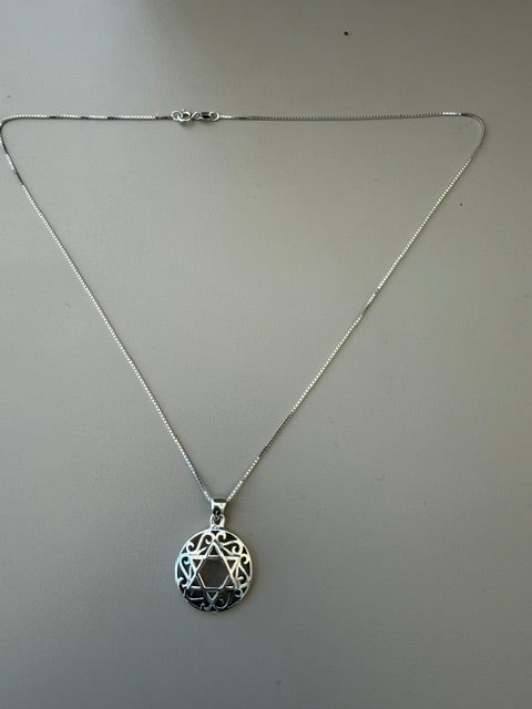 Necklace - Sterling Silver Star of David - Filigree