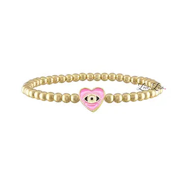 Bracelet - Sandi Enamel Heart Evil Eye - Light Pink