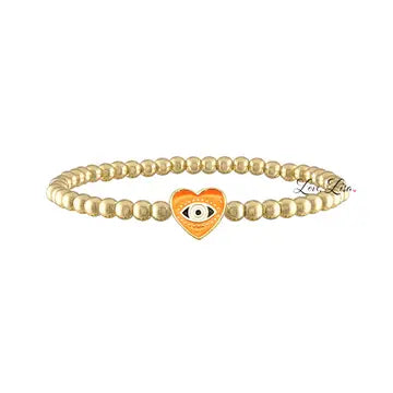 Bracelet - Sandi Enamel Heart Evil Eye - Orange