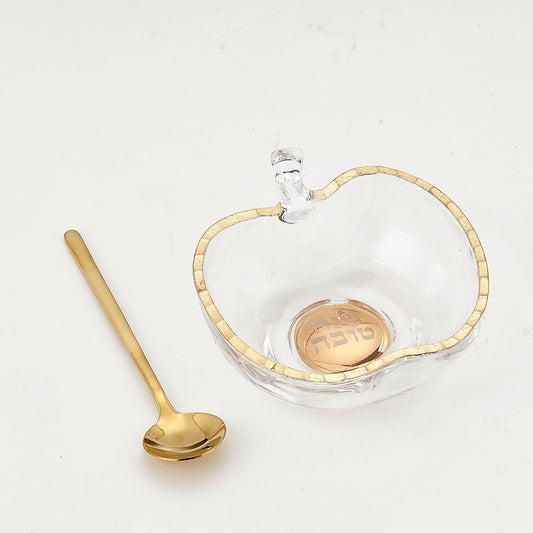 Honey Dish - Apple Shaped Glass with Spoon