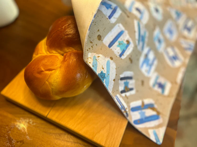 Challah Cover - Israel Flag Gold Splatter