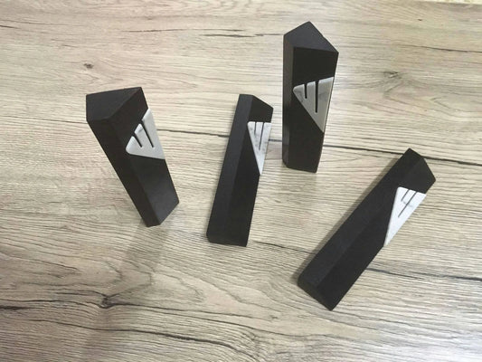 Mezuzah - Triangle Black & White Marble